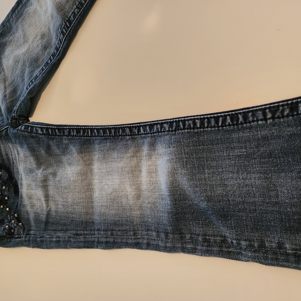 Women's Blue Studded Jeans - Picture 3 of 8